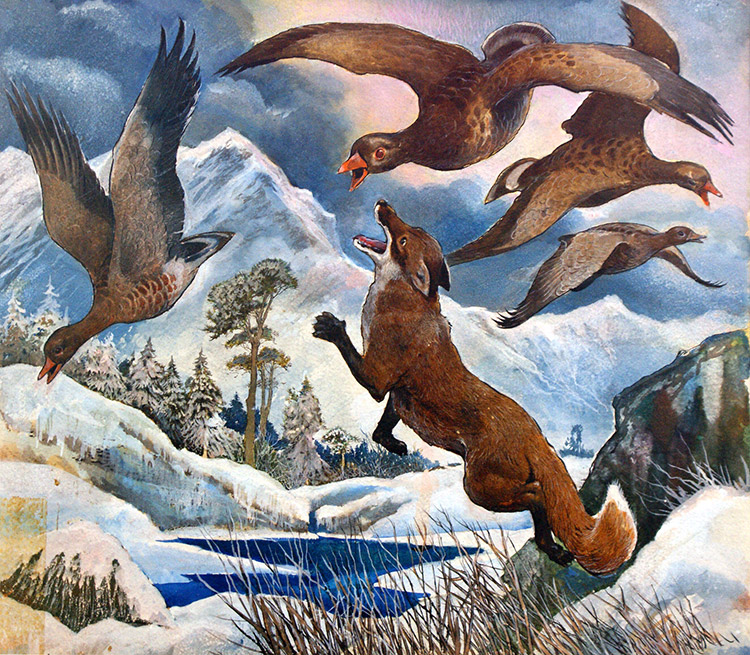Fox and Geese (Original) by G W Backhouse Art at The Illustration Art Gallery