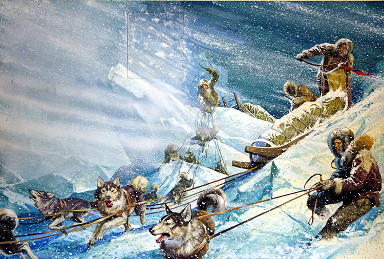 Across Savage Ice - Robert Peary's Final North Pole Expedition (Original) by Severino Baraldi Art at The Illustration Art Gallery