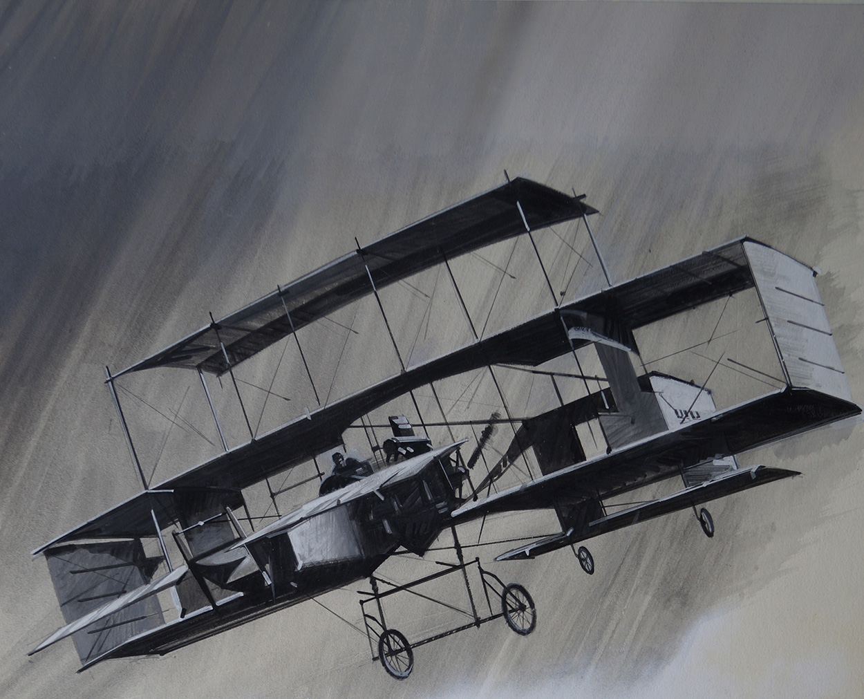 John Moore-Brabazon, the first Englishman to fly in England (Original) art by Ray Calloway at The Illustration Art Gallery