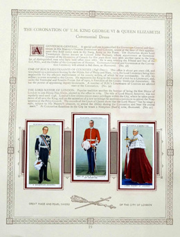 Cigarette cards in album: Set of 50 Coronation of HM King George VI and Queen Elizabeth 1937 (50 cards) 