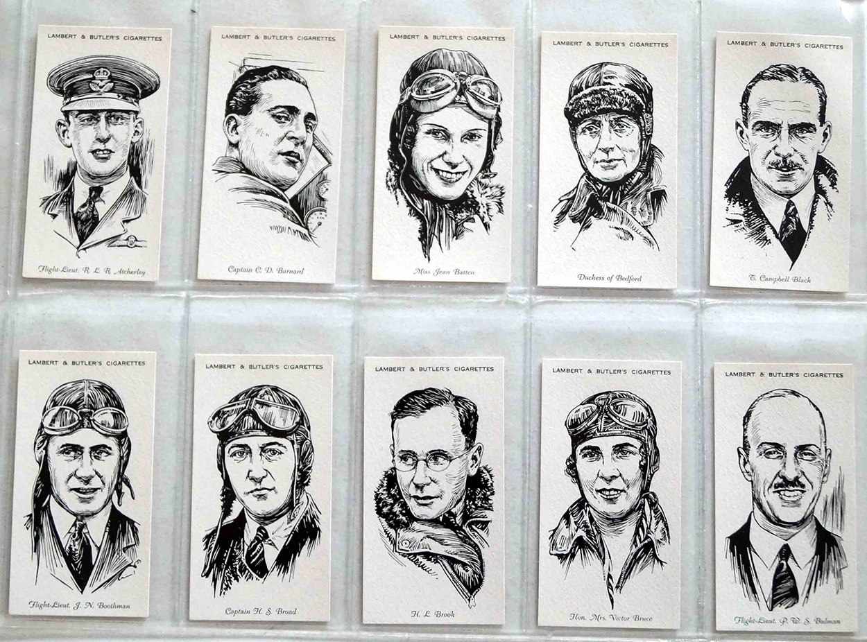 Full Set of 25 Cigarette Cards: Famous British Airman and Airwomen (1935) art by Famous People at The Illustration Art Gallery