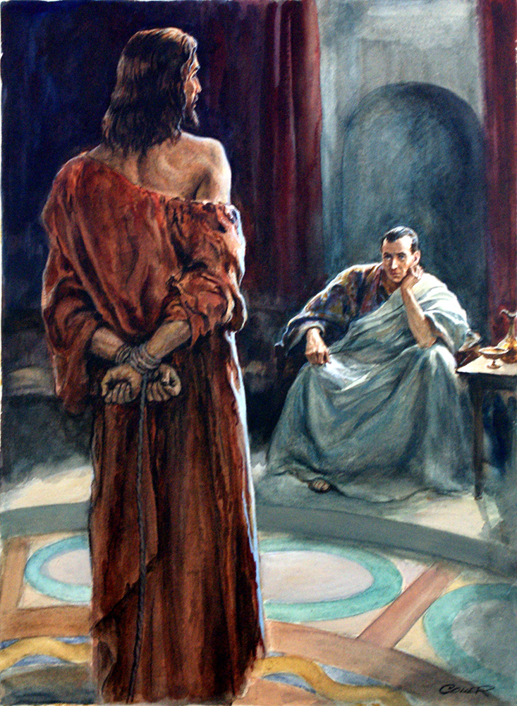 Jesus and Pontius Pilate (Original) (Signed) art by Henry Coller at The Illustration Art Gallery