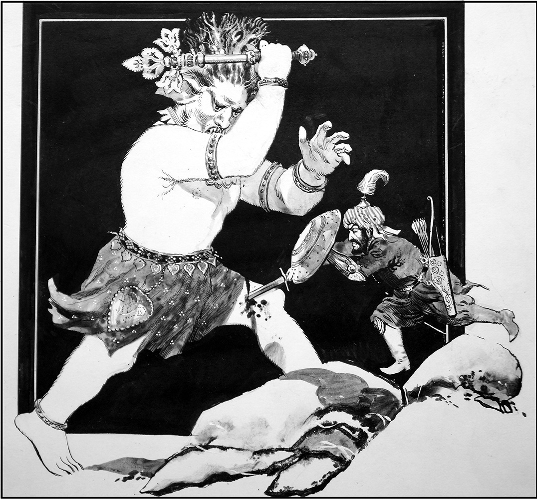 Rustam Slays the White Demon (Original) art by Gerry Embleton at The Illustration Art Gallery