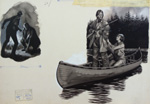 Indian Canoe paddled by Grey Owl (Archibald Belaney) (Original)