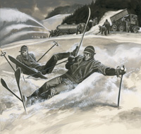 Skiers and snow machines (Original)