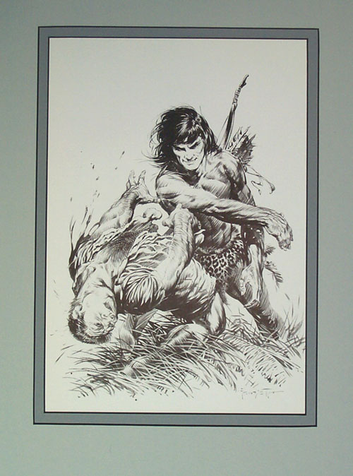 Edgar Rice Burroughs 6 Terrific Blow (Limited Edition Print) by Frank Frazetta Art at The Illustration Art Gallery