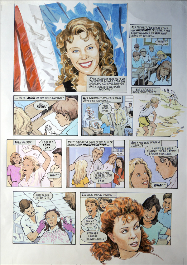 Kylie Minogue - Kylie's Story 3 (TWO pages) (Originals) by Maureen & Gordon Gray Art at The Illustration Art Gallery
