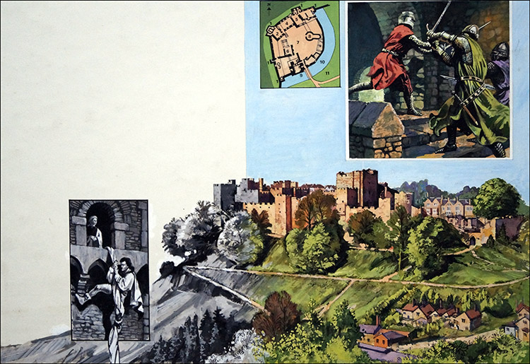 Ludlow Castle - Night of Treachery (Original) by Harry Green Art at The Illustration Art Gallery