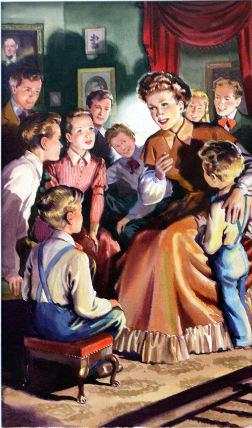 Little Men Aunt Jo Tells a Tale (Original) (Signed) by Jack Hardee Art at The Illustration Art Gallery