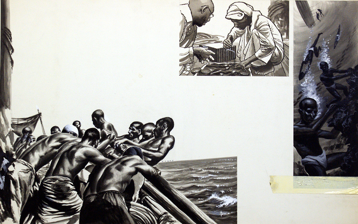 Pearl Divers of the Persian Gulf (Original) (Signed) art by Sea (Wilf Hardy) at The Illustration Art Gallery