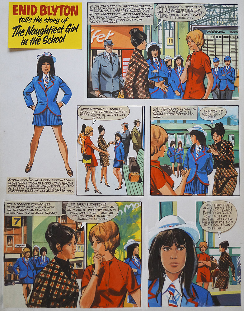 Enid Blyton's The Naughtiest Girl in the School: Miss Thomas and The New Girl (TWO pages) (Originals) art by Tony Higham Art at The Illustration Art Gallery