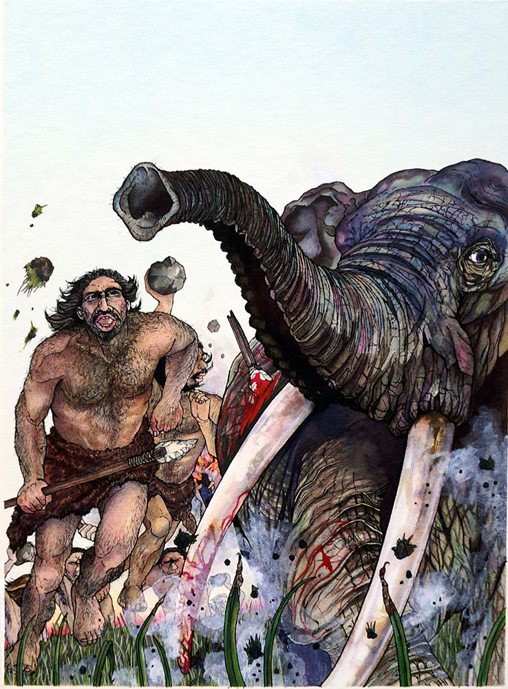 Tusk Me, I'm A Caveman (Original) art by Richard Hook Art at The Illustration Art Gallery