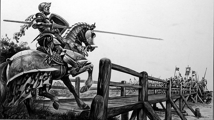 Brave Bayard Holds The Bridge (Original) by Peter Jackson at The Illustration Art Gallery