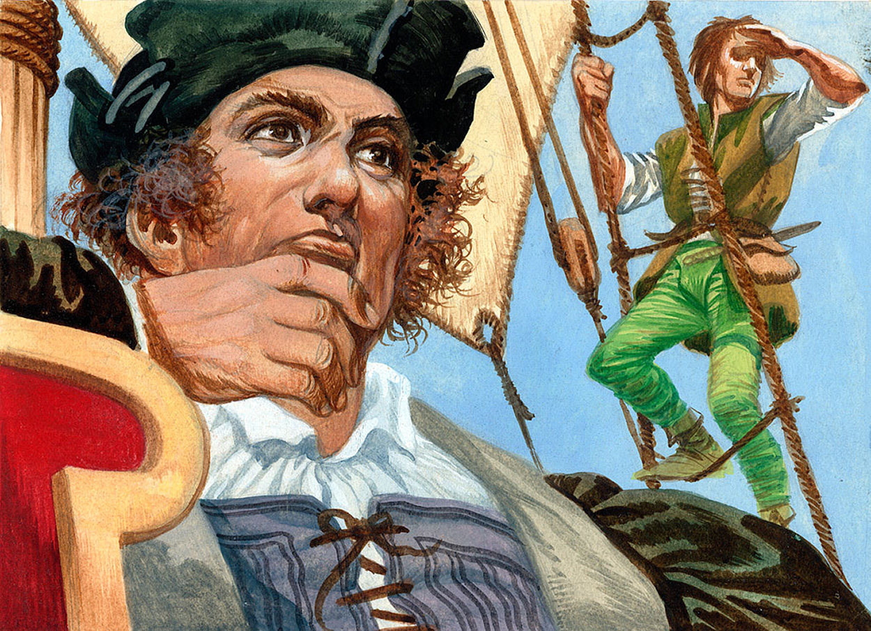 Columbus At The Mast (Original) art by American History (Peter Jackson) at The Illustration Art Gallery