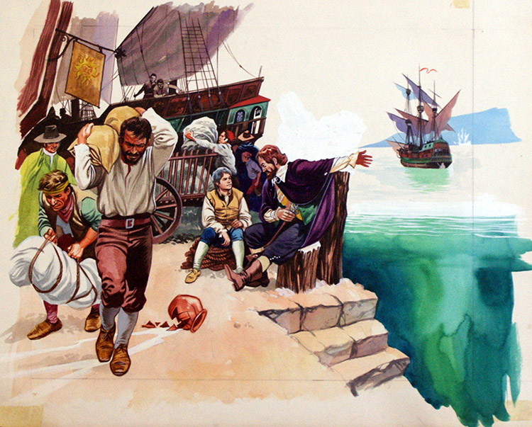 The Pirate Base (Original) by Peter Jackson at The Illustration Art Gallery