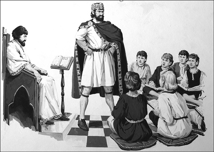 Emperor Charlemagne The Teacher (Original) by Jack Keay Art at The Illustration Art Gallery
