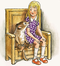 Alice sits with the Dormouse: Alice in Wonderland 65 (Original)