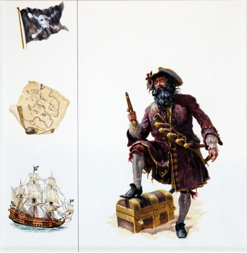 Blackbeard The Pirate (Original) by Edward Mortelmans Art at The Illustration Art Gallery