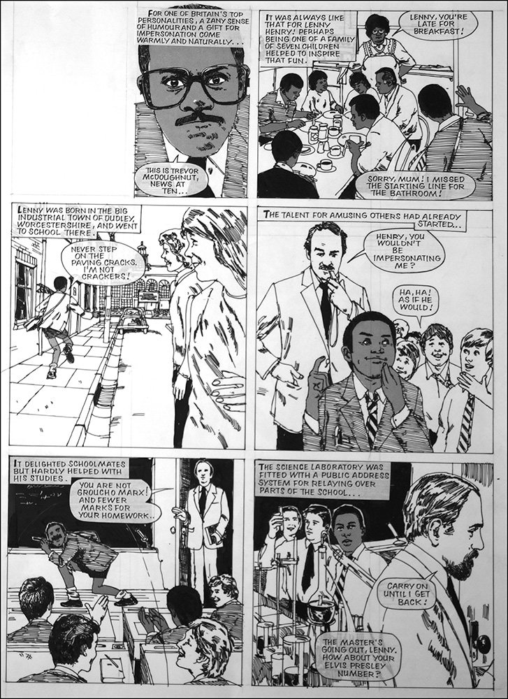 Lenny Henry - When They Were Young (TWO pages) (Originals) art by Arthur Ranson Art at The Illustration Art Gallery