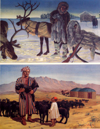 A Fur Hunter and a Shepherd, Soviet Union (Original Macmillan Poster) (Print)