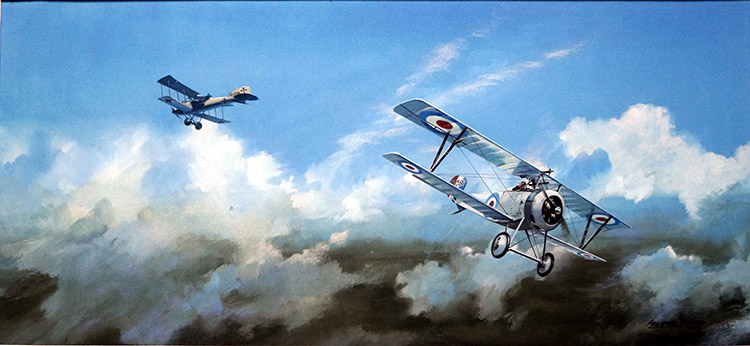 Billy Bishop Air Ace and his Nieuport Type 17 (Original) (Signed) by Michael Roffe Art at The Illustration Art Gallery