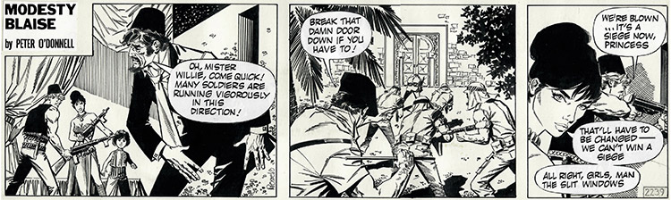 Modesty Blaise strip 2239 - Modesty Readies for a Siege (Original) (Signed) by Modesty Blaise (Romero) Art at The Illustration Art Gallery