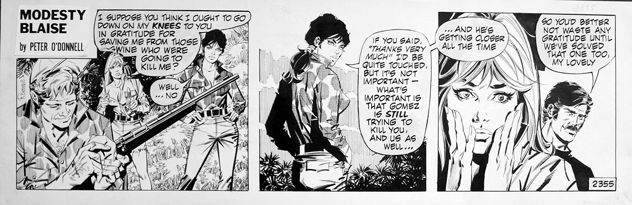 Modesty Blaise daily strip #2355 - Getting Closer All The Time (Original) (Signed) art by Modesty Blaise (Romero) Art at The Illustration Art Gallery