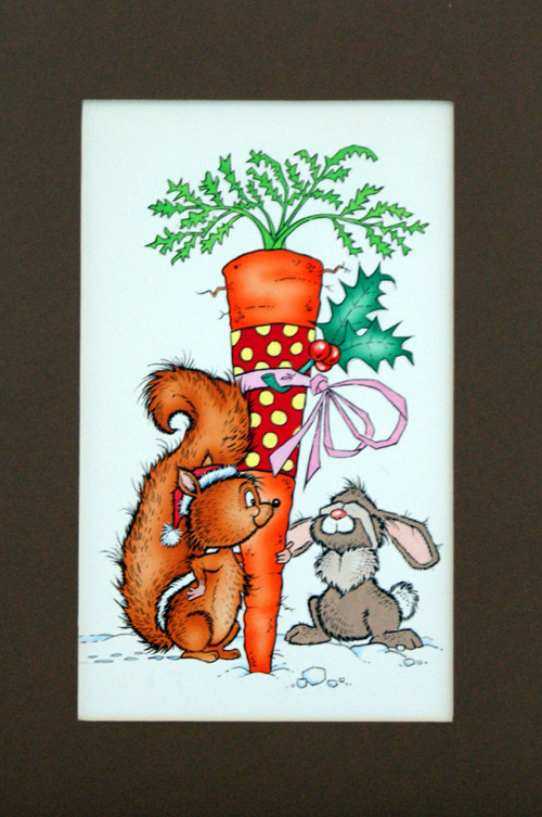 A Christmas Surprise for Rabbit (Original) by Simon Art at The Illustration Art Gallery