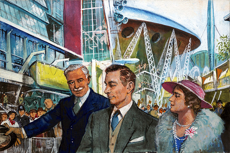 King George VI and the Festival of Britain (Original) by Clive Uptton at The Illustration Art Gallery