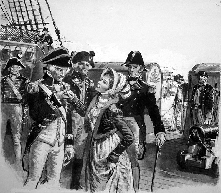 Lord Nelson and Lady Hamilton (Original) by Clive Uptton at The Illustration Art Gallery