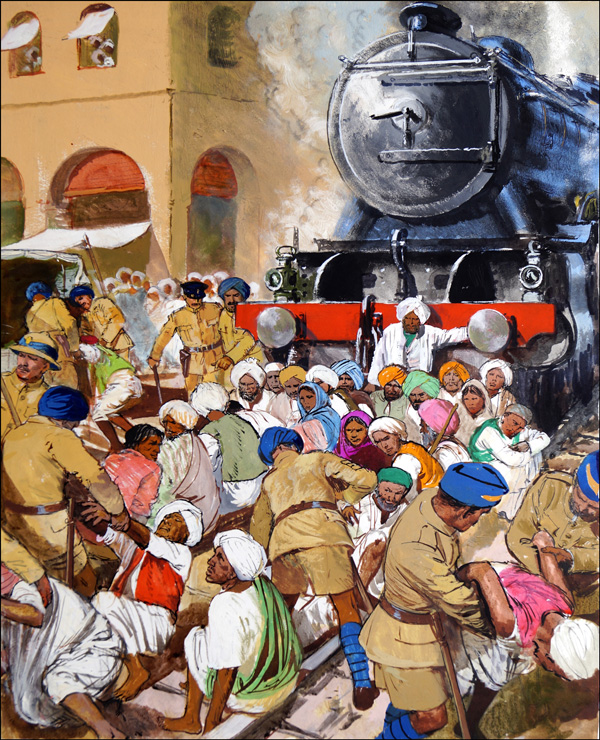 Peaceful Protest in India (Original) by Clive Uptton at The Illustration Art Gallery