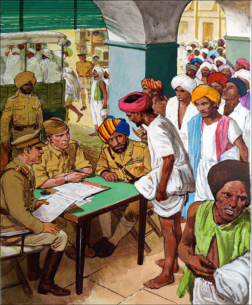 India Enters World War Two (Original) art by Clive Uptton Art at The Illustration Art Gallery