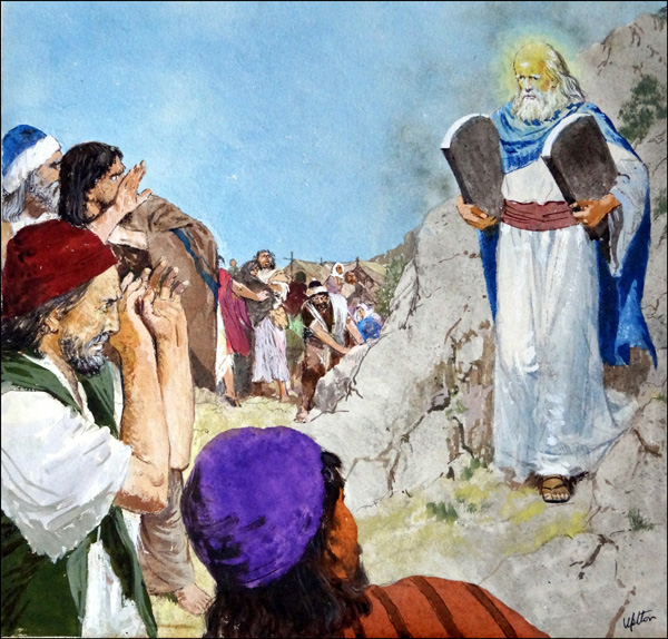 Moses and The Law (Original) (Signed) by The Bible (Uptton) at The Illustration Art Gallery