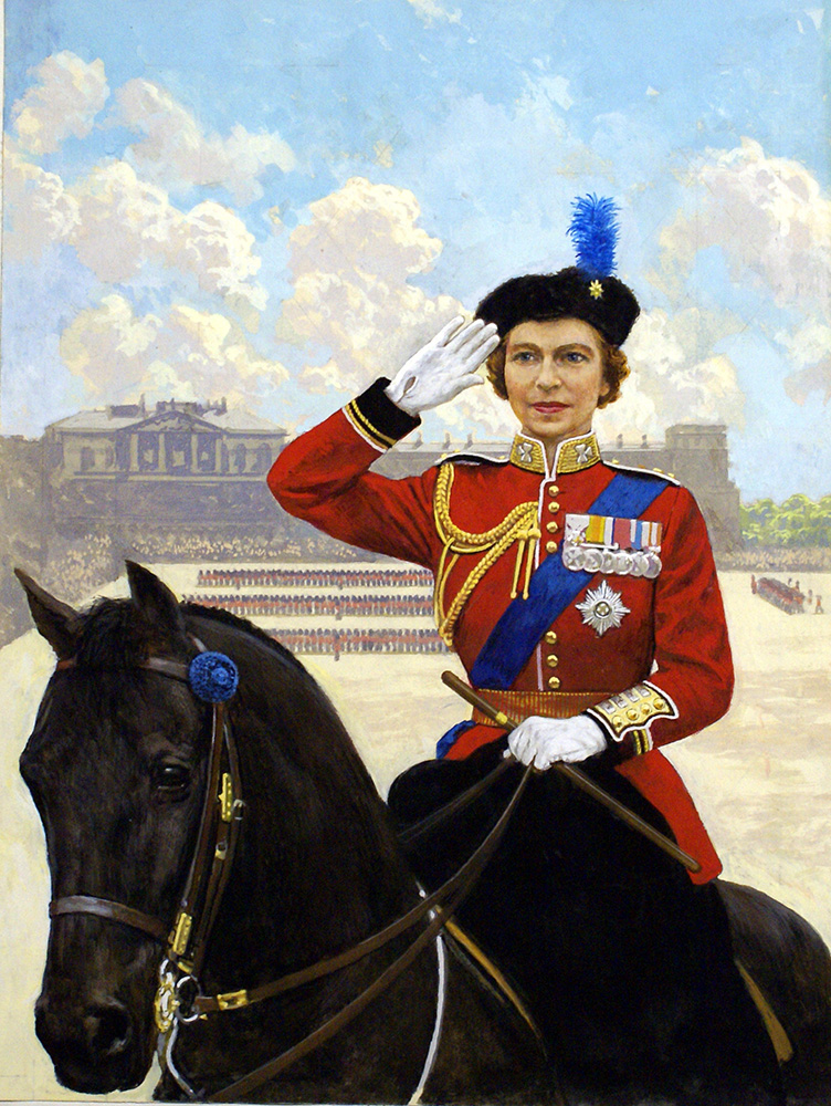 Queen Elizabeth II (Original) art by Clive Uptton Art at The Illustration Art Gallery
