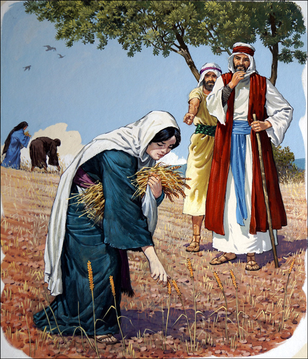 Ruth Gathers Corn in Boaz Field (Original) by The Bible (Uptton) at The Illustration Art Gallery