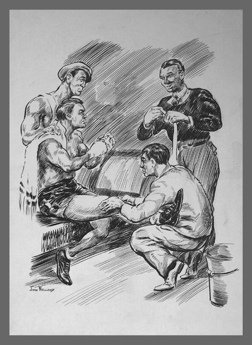 Boxing (Original) (Signed) by John Welland at The Illustration Art Gallery