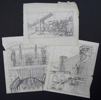 Castle Defences (set 1) - 3 cut-away sketches (Originals)