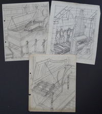 Castle Defences (set 2) - 3 cut-away sketches (Originals)